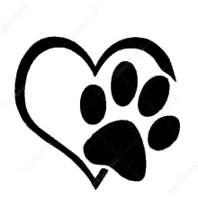 a dog paw print in the shape of a heart .