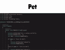 a screenshot of a program that says " pet " at the top