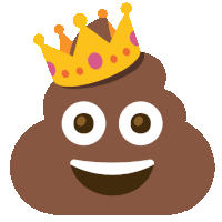 a cartoon poop with a crown on it