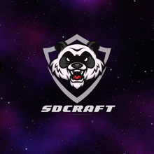 a logo for sdcraft with a panda bear