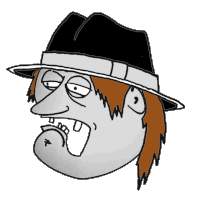 a cartoon drawing of a man with a hat on