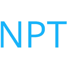 the word npt is written in blue letters on a white background