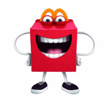 a mcdonald 's happy meal box with a big smile on its face