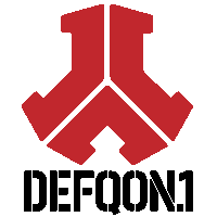 a red and black logo for defqon1