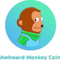 an awkward monkey coin logo with a monkey in a green shirt