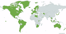 a map of the world with a green border