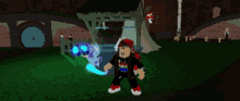 a person in a roblox game holding a glowing object