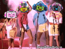 a group of people standing in front of microphones with beep boopbotz.io written on the bottom right