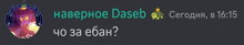 a screenshot of a chat with the name daseb written in blue