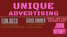 a red sign that says unique advertising what are you waiting for join now