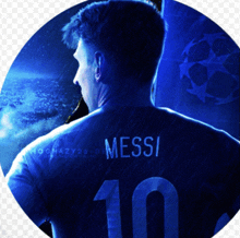 a soccer player named messi is wearing a blue shirt with the number 10 on it