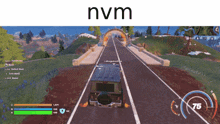 a screenshot of a video game with the word nvm on the bottom