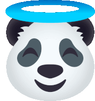 a panda with a blue halo on its head