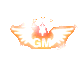 a logo with wings and the word gm on it .