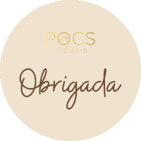 a logo for pocs imoveis shows the word obrigada