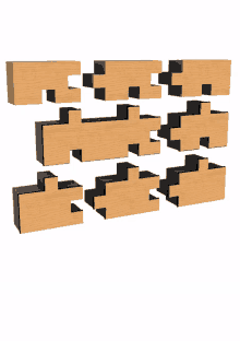 a 3d rendering of a maze made of wood and black squares