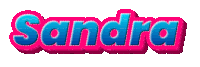 the word sandra is written in pink and blue letters