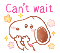 a cartoon of snoopy with the words " can 't wait "