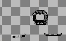 a pixel art of a sheep on a checkered surface