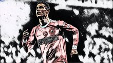 a drawing of a soccer player wearing a pink jersey that says hyundai on it