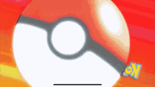 a pokemon ball is floating in the air with a red background .