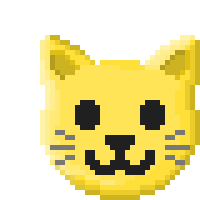 a pixel art of a yellow cat 's face