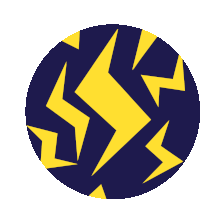 a blue circle with a yellow lightning bolt in the center