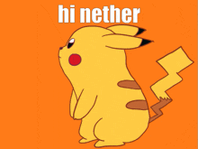 a picture of a pikachu with the words hi nether on the bottom