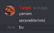 a picture of a woman with the words target yarram seceneklerimiz bu at the bottom