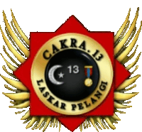 a logo for cakra 13 laskar pelangi with a medal