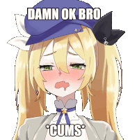 a drawing of a girl with the words damn ok bro * cums *