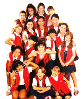 a group of children wearing red vests with the letter s on them pose for a picture