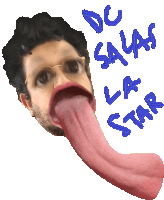 a drawing of a man with his tongue sticking out and the words do sayas la star above him