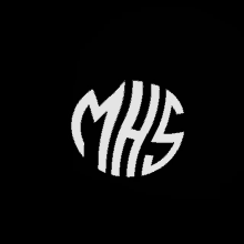 the letter m is in a circle with a black background .