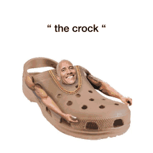 a picture of a man in a croc with the words " the crock " above him