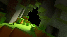 a computer generated image of a minecraft world with a black background