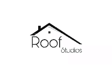 a logo for roof studios with a house and a roof