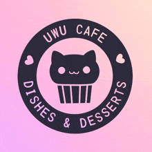 a logo for uwu cafe dishes & desserts