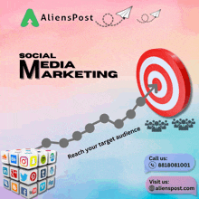 an alienspost social media marketing poster with a target