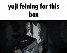 yuji feining for this box is written on a black and white image