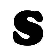 a black letter s with a white background