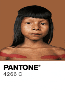 a picture of a young girl with pantone 4266 c on it