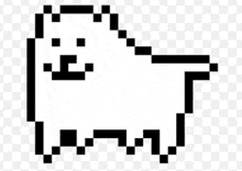 a black and white pixel art drawing of a dog on a checkered background .