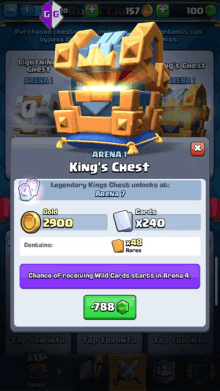 a screenshot of king 's chest in clash of clans