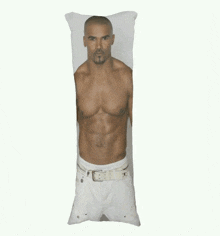 a body pillow with a shirtless man on it