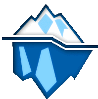 a blue iceberg with a white mountain on top