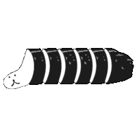 a black and white drawing of a worm made out of sushi rolls .