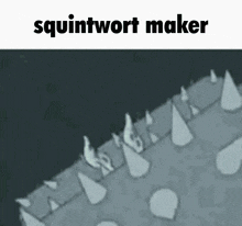 a picture of a sword with spikes and the words squirtwort maker on it