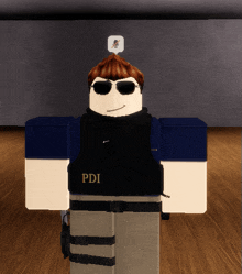 a roblox character is wearing a pdi vest