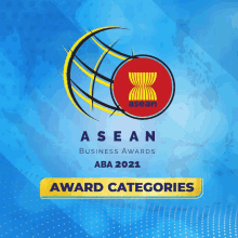 a poster for the asean business awards shows the award categories